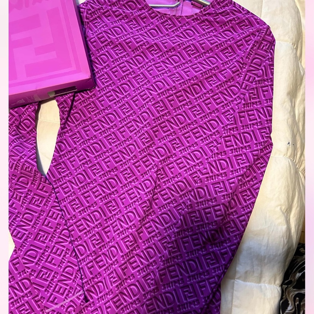 Fendi Purple Geometric Pattern Jumpsuit